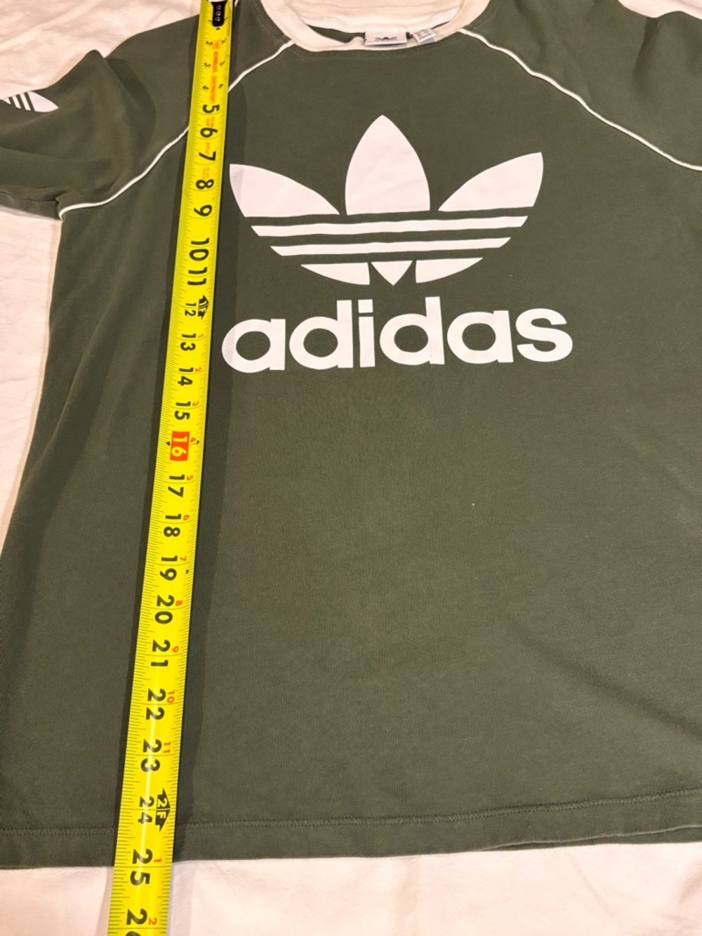 Adidas Originals Olive Green Trefoil Long Sleeve Ringer Tee Size M - Picture 6 of 8